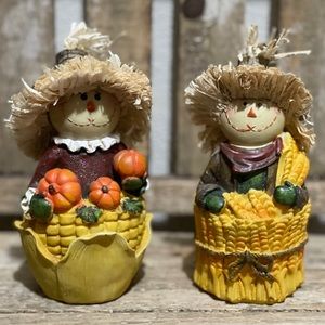 Happy Scarecrow Figurines for Fall Harvest Autumn Halloween Decor